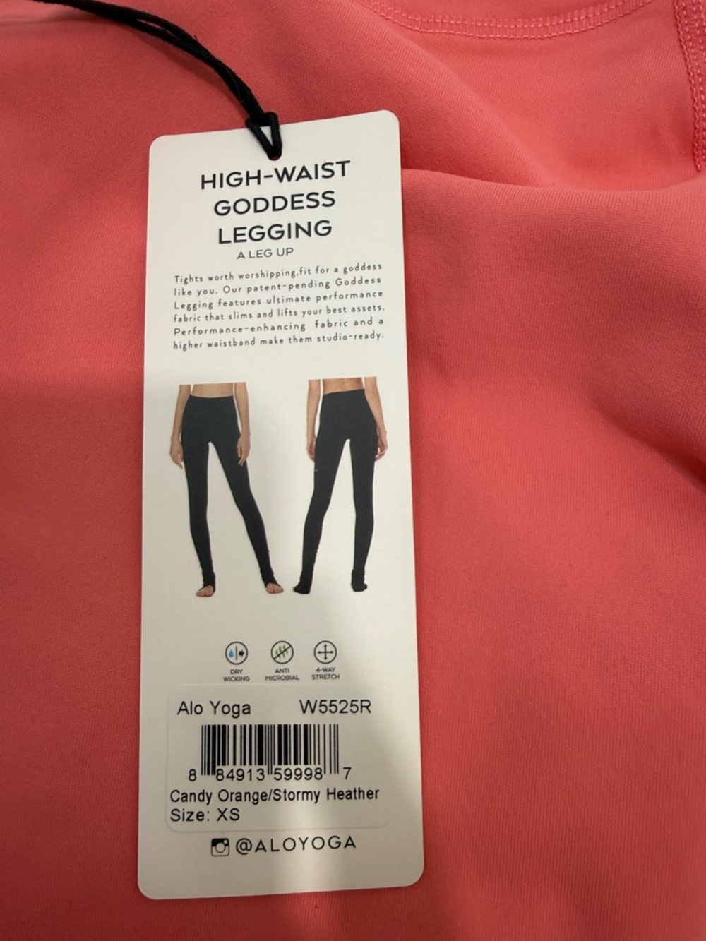 ALO Yoga High Waist Goddess Legging-Candy Orange Stormy Heather XS - Picture 6 of 6